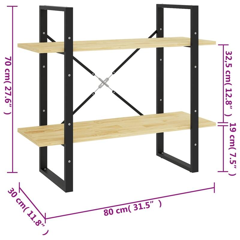 vidaXL 4-Tier Book Cabinet Black 31.5"x11.8"x55.1" Solid Pine Wood