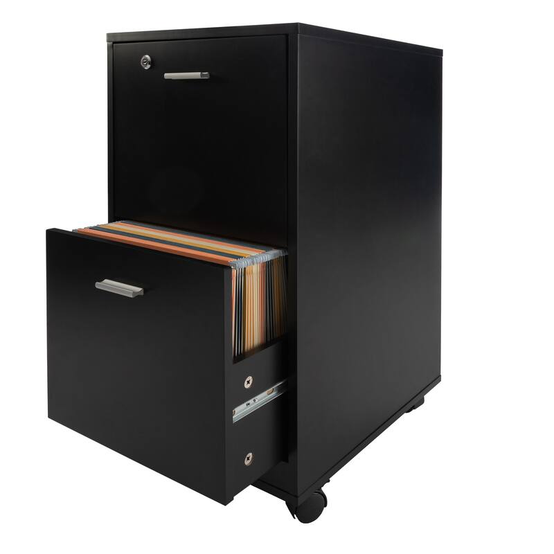 Lavish Home 2-Drawer File Cabinet with Lock and Rolling Wheels