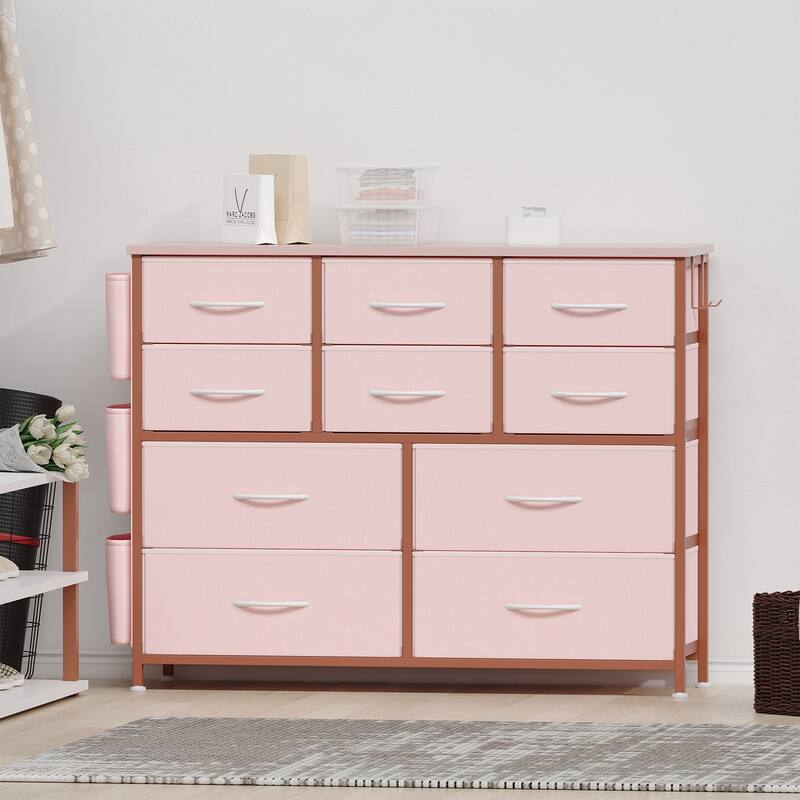 10 Drawer Dresser, Storage Organizer Unit with Fabric