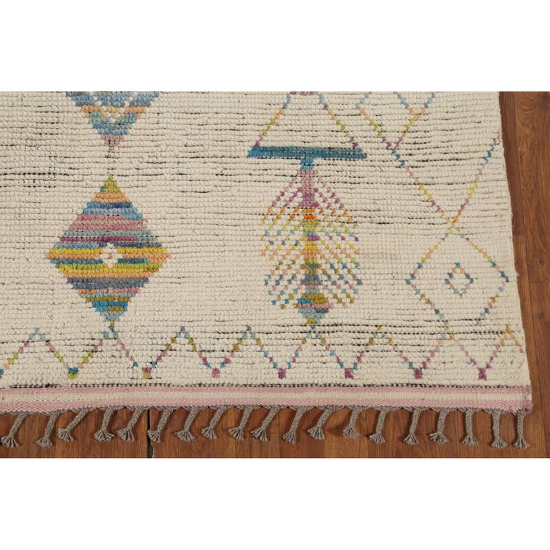 Geometric Moroccan Oriental Area Rug Hand-Knotted Wool Carpet - 5'2"x 8'5"