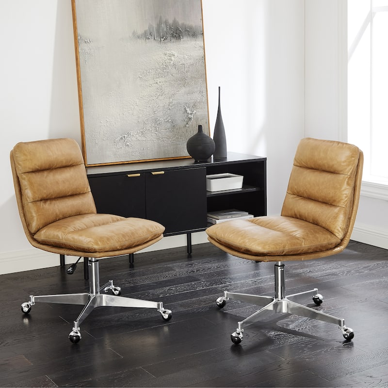 Art Leon Leather Swivel and Adjustable Desk Chair (Set of 2)