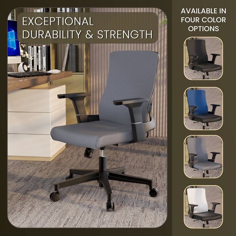 Brio Modern Ergonomic Office Desk Chair with Adjustable Height, Swivel, Breathable Fabric, Durable ABS Frame, Easy Assembly