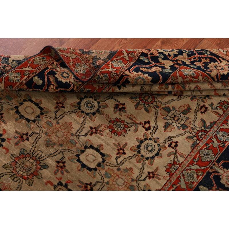 Pre-1900 Antique Vegetable Dye Sarouk Farahan Persian Handmade Carpet - 4'2"x 6'10"