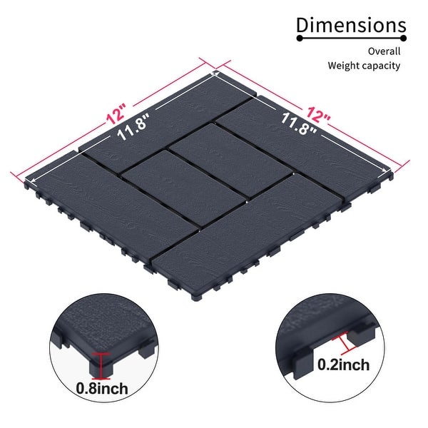 Pro Space 0.8 ft. W x 0.8 ft. L Plastic Interlocking Flooring Deck Tile Gray (10-Pack)