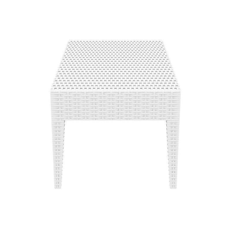 36" White Outdoor Patio Wickerlook Rectangular Coffee Table