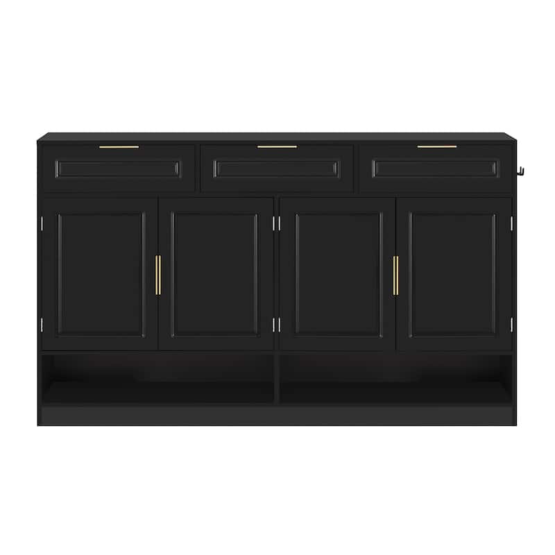 59" Farmhouse Multi-Functional Sideboard Cabinet with 3 Drawers and Adjustable Shelfs