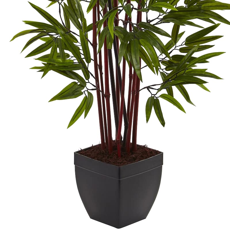 Bamboo Silk Tree 4ft Indoor - Elegant Artificial Plant with Planter for Home Office Decor - 4ft.