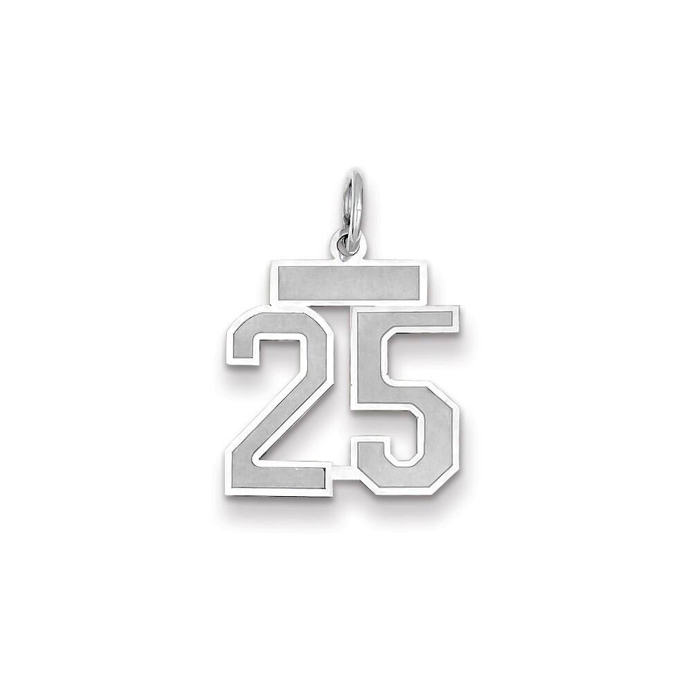 14k White Gold Small Satin Number 25 Charm
