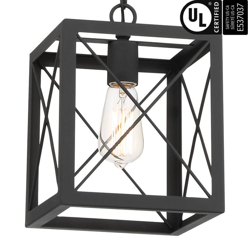 Acroma 1-light Farmhouse Rustic Rectangle Kitchen Island Pendant Light - 8 inches
