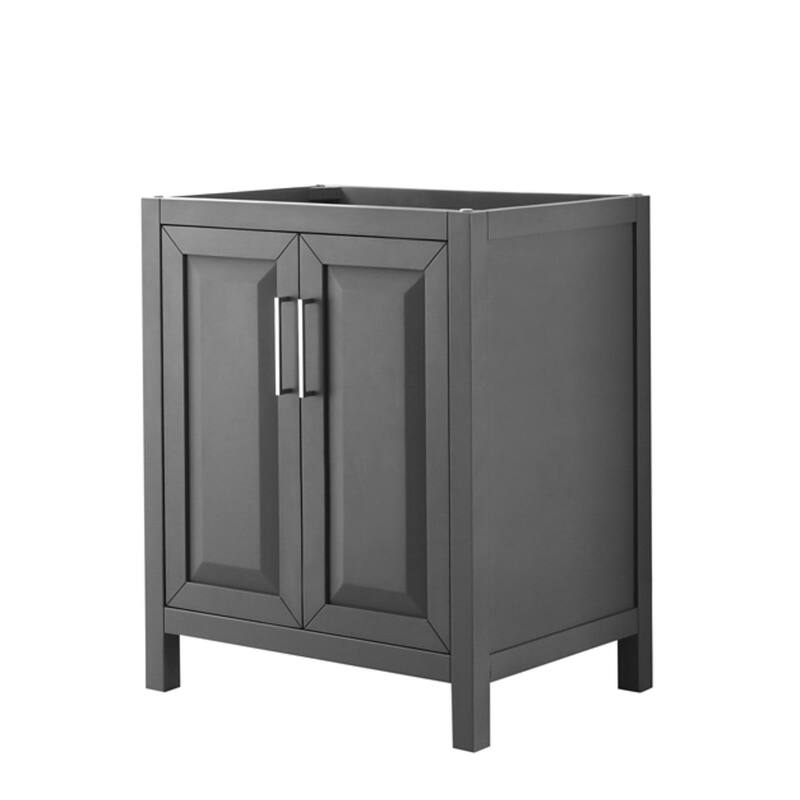 Wyndham Collection Daria 29" Single Free Standing Vanity Cabinet Only - Dark Gray / Polished Chrome Hardware