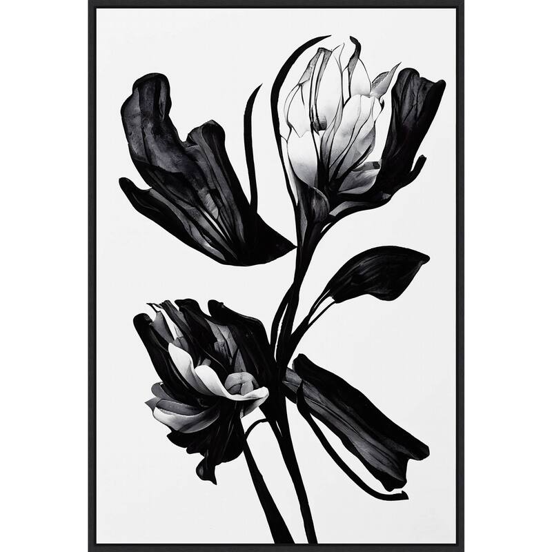 Black Flower by Treechild Framed Canvas Wall Art Print - Sylvie Black