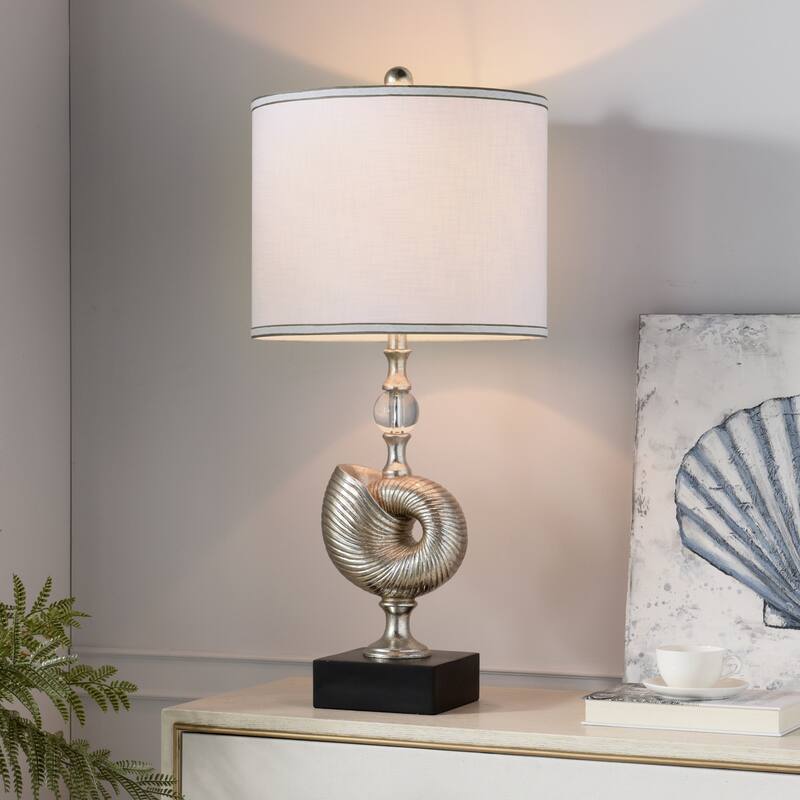 StyleCraft Poly Table Lamp - Samobor Silver - White Shade