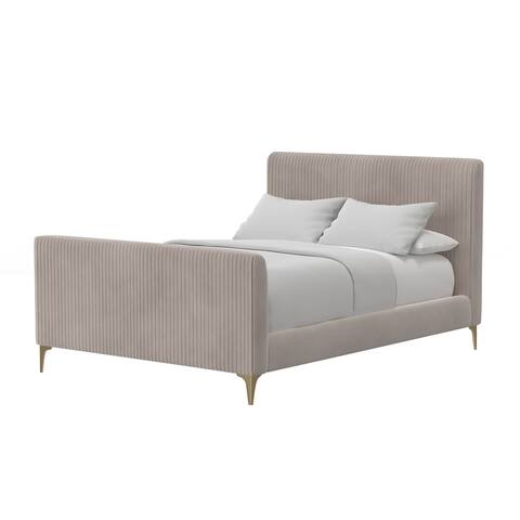 Sia California King Platform Bed, Vertical Channel Stitched, Light Gray