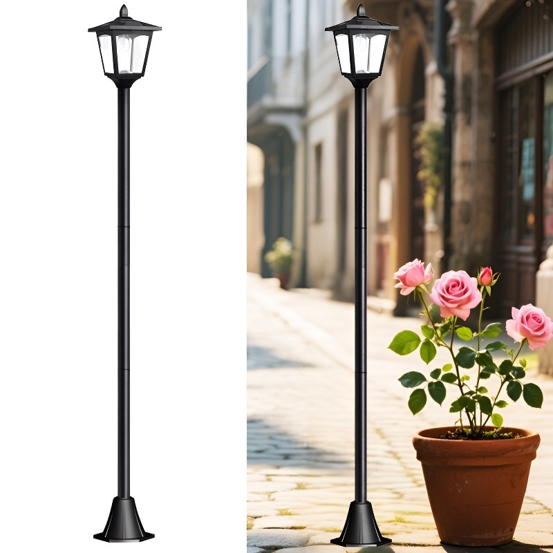 67" Solar Post Light Outdoor – Waterproof LED Lamp for Garden, Patio, Christmas & Holiday Decor - Black - 67''