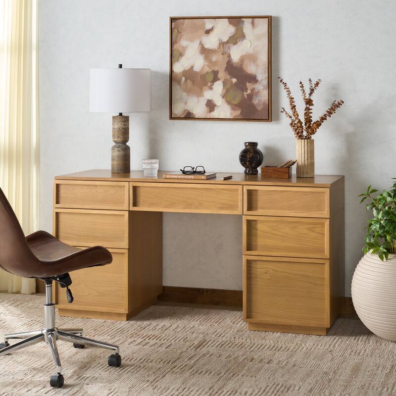 SAFAVIEH Couture Zeus 7-Drawer Storage Desk - Natural