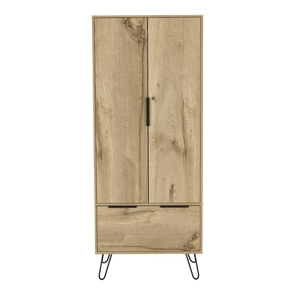 20.08" Modern Double-door Armoire with Hanging Rod and One Drawer and for Bedroom
