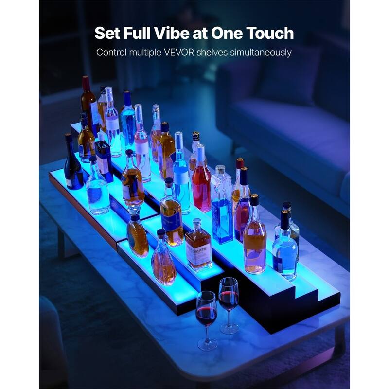 Acrylic LED Wine Bottle Shelf Wall-Mount with Remote