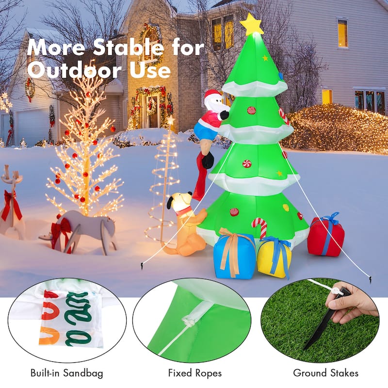 Gymax 7FT Self Inflatable Santa Claus Climbing Tree Christmas - See Details