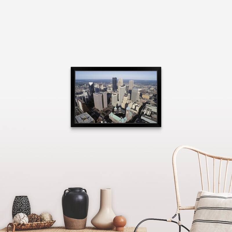 "Aerial view of downtown Minneapolis, Minnesota" Black Framed Print - 30 x 20