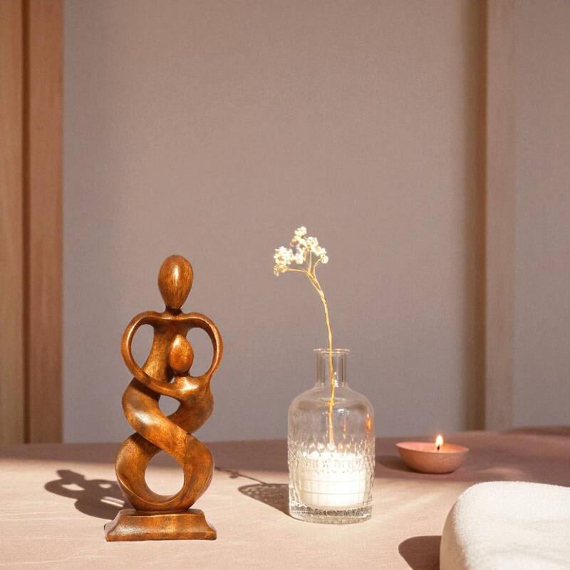 12" Wooden Handmade Abstract Sculpture Statue Handcrafted "Entwined Spirits" Gift Home Decor Figurine Decoration Hand Carved