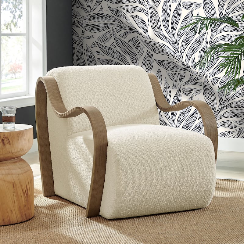 Atrium Lattice Boucle Accent Armchair - Cream