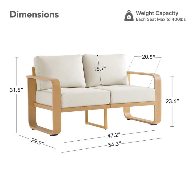 Spruce & Spring Outdoor Patio Furniture Set Aluminum Sofa Accent Chair