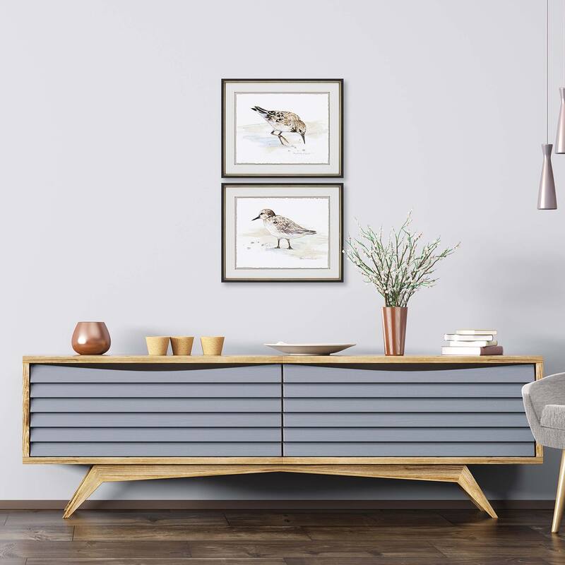 Sandpiper S/2 Framed Art Exclusive Giclee Under Glass - Brown