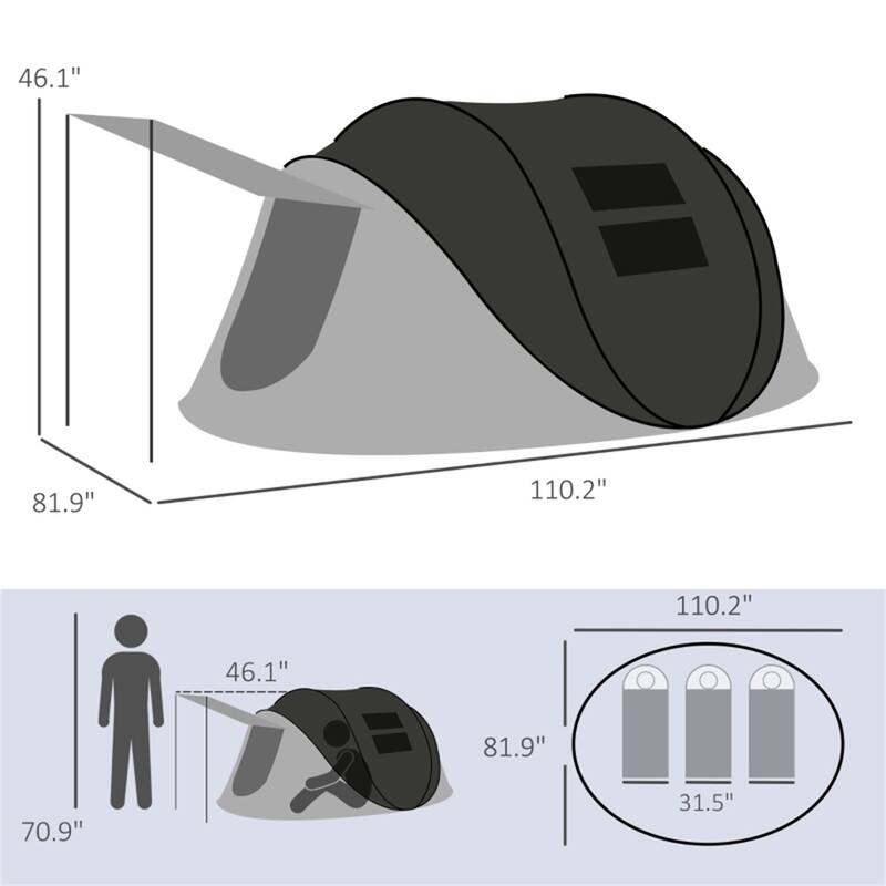 Spacious Family Camping Tent for Outdoor Adventures Quick Setup Waterproof with Porch Area - 110.2" x 81.9" x 46.1"