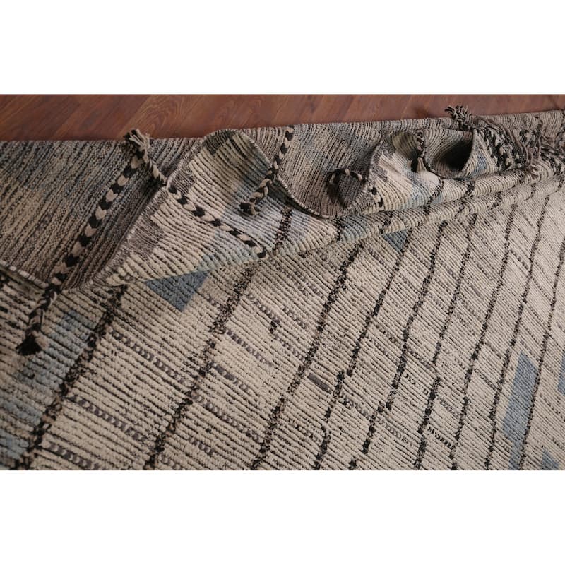 Earth Tone Moroccan Large Area Rug Handmade Oriental Wool Carpet - 9'9" x 15'2"