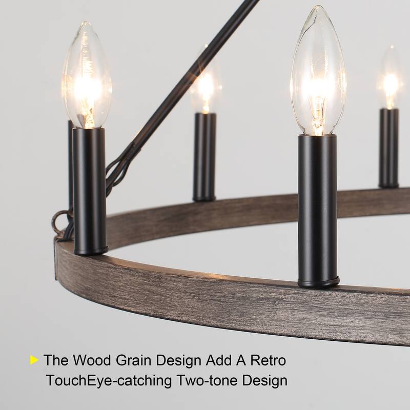 Dineen 12-Light Vintage Candle Style Wagon Wheel Chandelier