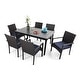 preview thumbnail 31 of 30, Seats of 7 & 9 Outdoor Dining Table Sets, Expandable Rectangular Metal Dining Table and 6 / 8 Rattan Chairs Hati Chair - 7-Piece Sets