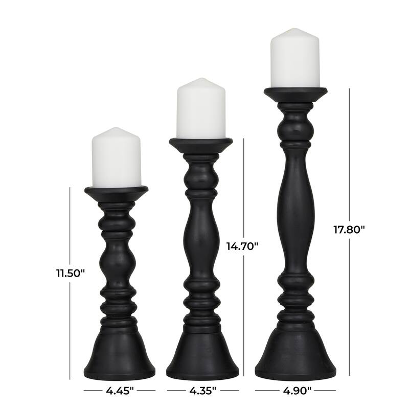 Brown, Light Brown, Gray or Black Wood Traditional Candle Holder (Set of 3) - S/3 18, 15, 12"H