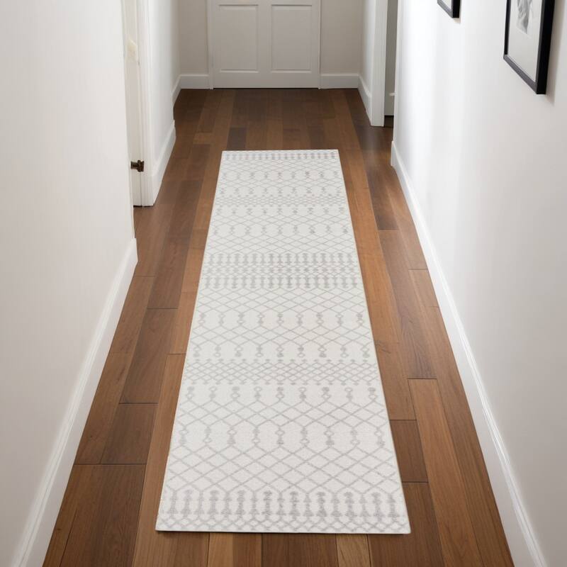 Pexep Power Loomed Low Pile Area Rug By HomeRoots - 96' X '26' X '0.25 - 96' X '26' X '0.25 - Cream - Runner