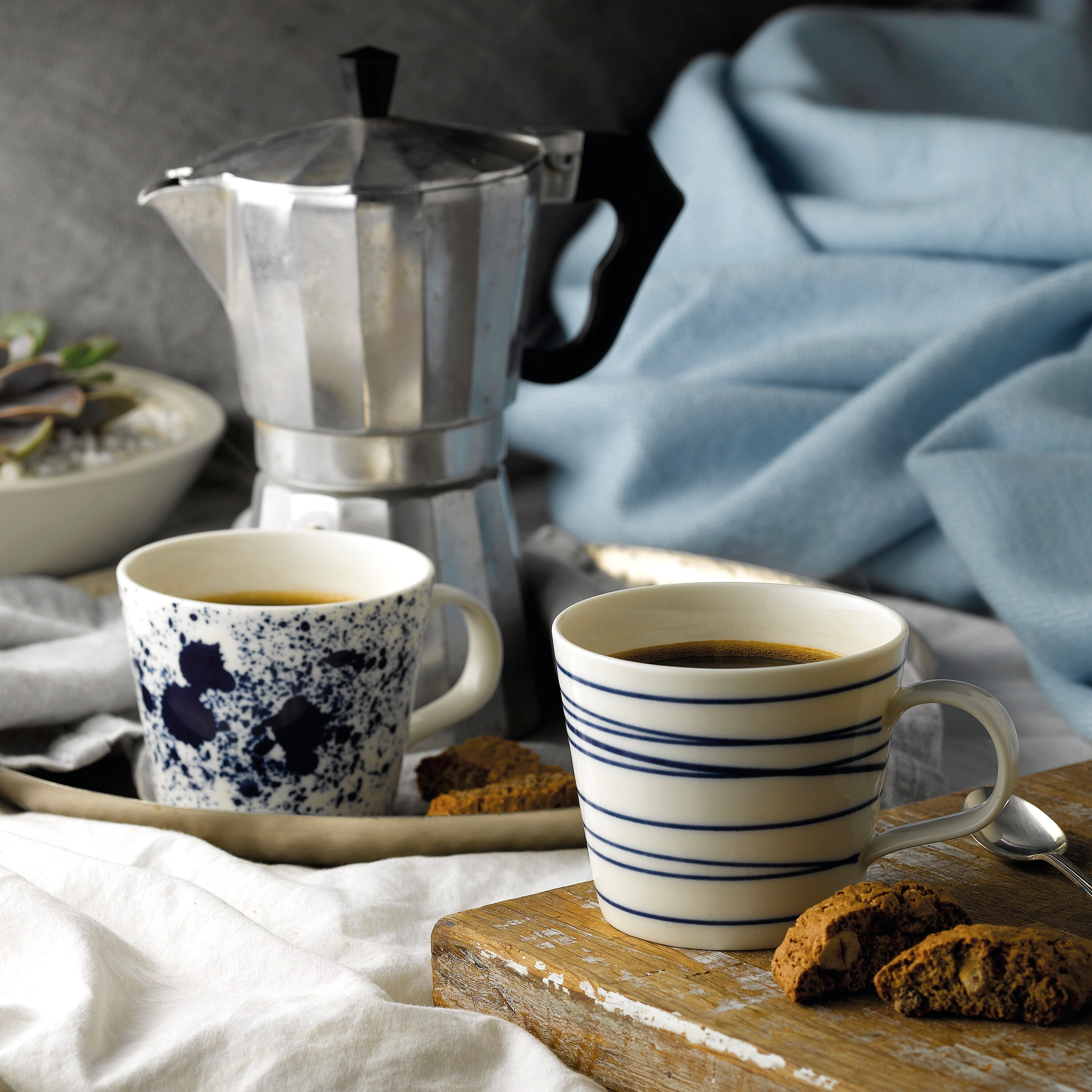 Royal Doulton 1815 Pacific Mug 400ml 13.5oz, Blue Mixed Patterns