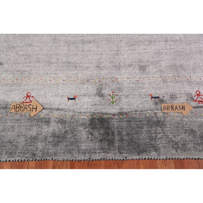 Gabbeh Indian Area Rug Hand-Knotted Silk Carpet - 8'0" x 9'6"