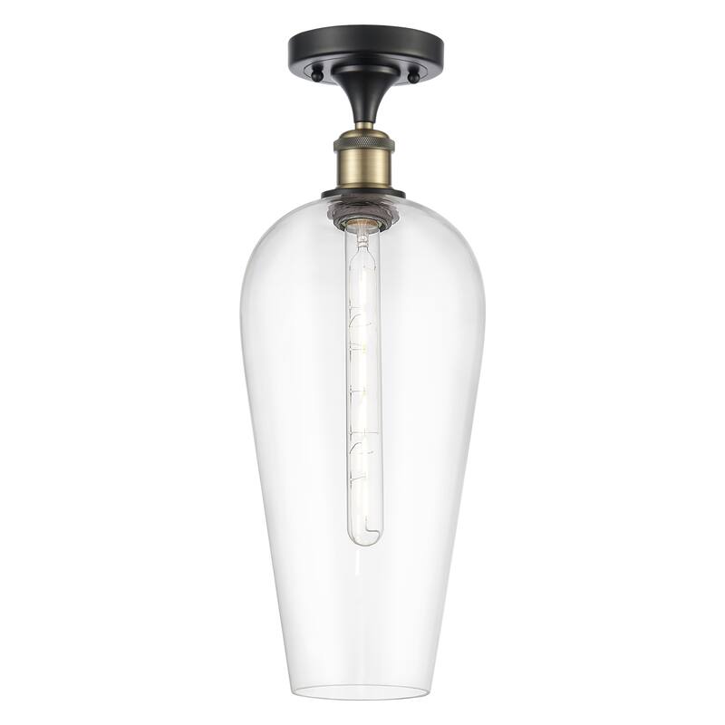 Innovations Lighting Endless Possibilities Ballston - Chelsea - 1 Light 8" Semi-Flush Mount - Clear/Black Antique Brass