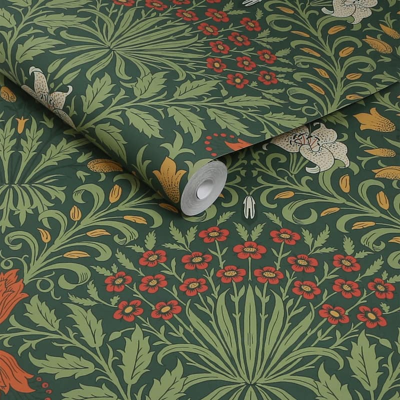William Morris Garden Moss Green Wallpaper