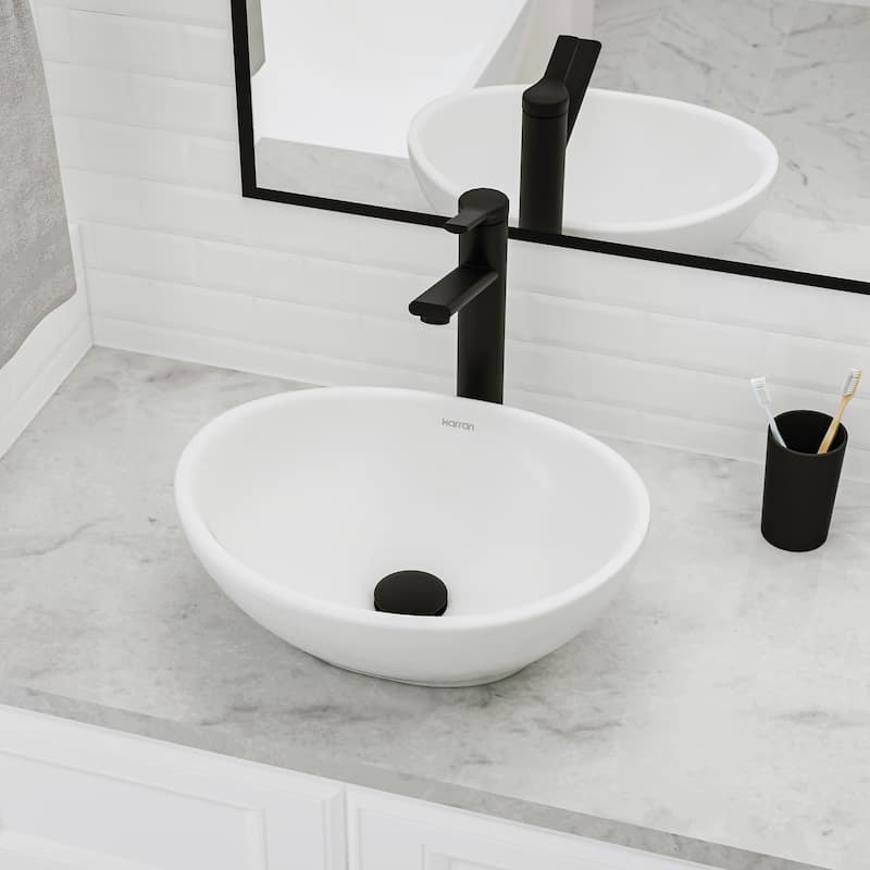 Karran Valera 16" Vitreous China Vessel Bathroom Sink in White