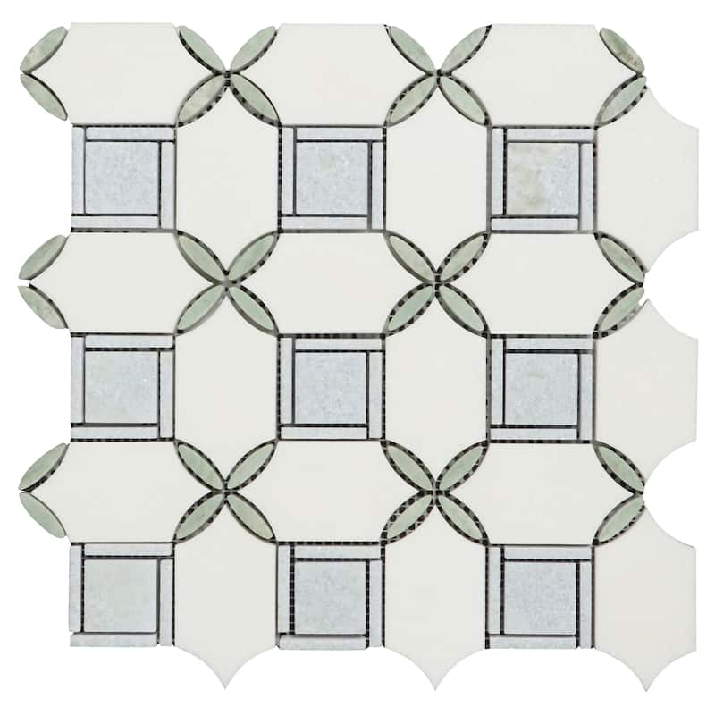 Water Jet Marble Novelty Mosaic Wall & Floor Tile - Case (10 Sheets)
