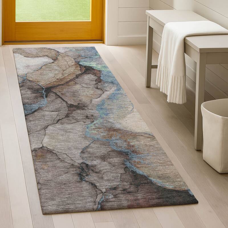 Machine Washable Indoor/ Outdoor Modern Brush Chantille Rug
