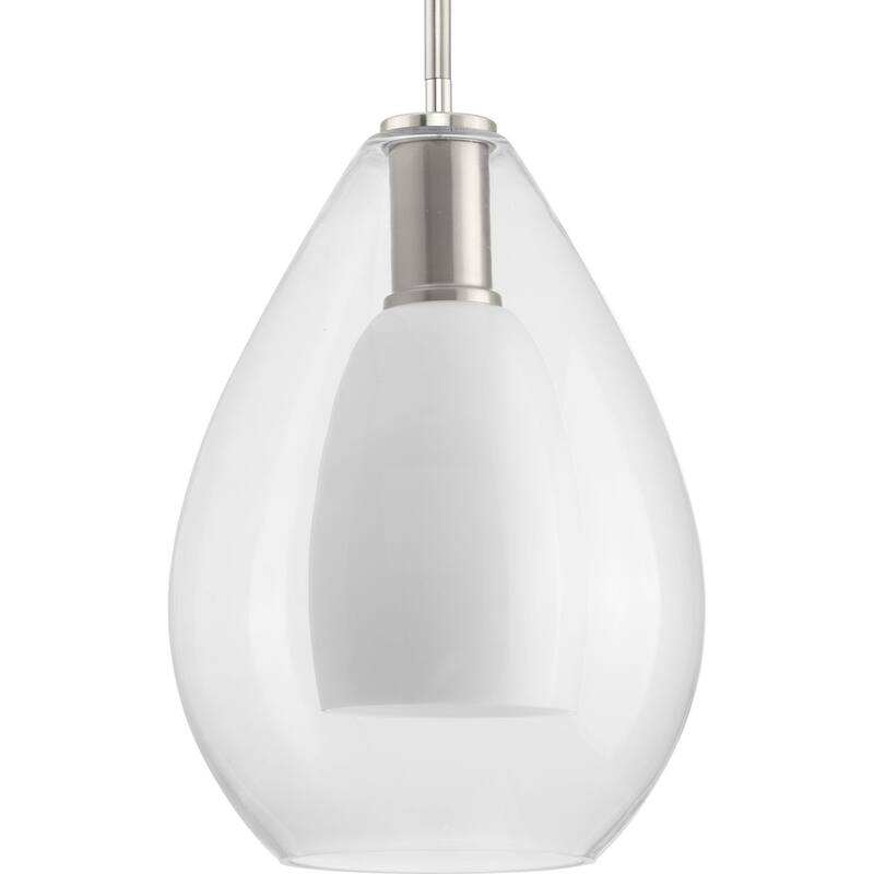 Carillon Collection One-Light Brushed Nickel Contemporary Pendant - 9.87 in x 9.87 in x 14.25 in - 9.87 in x 9.87 in x 14.25 in