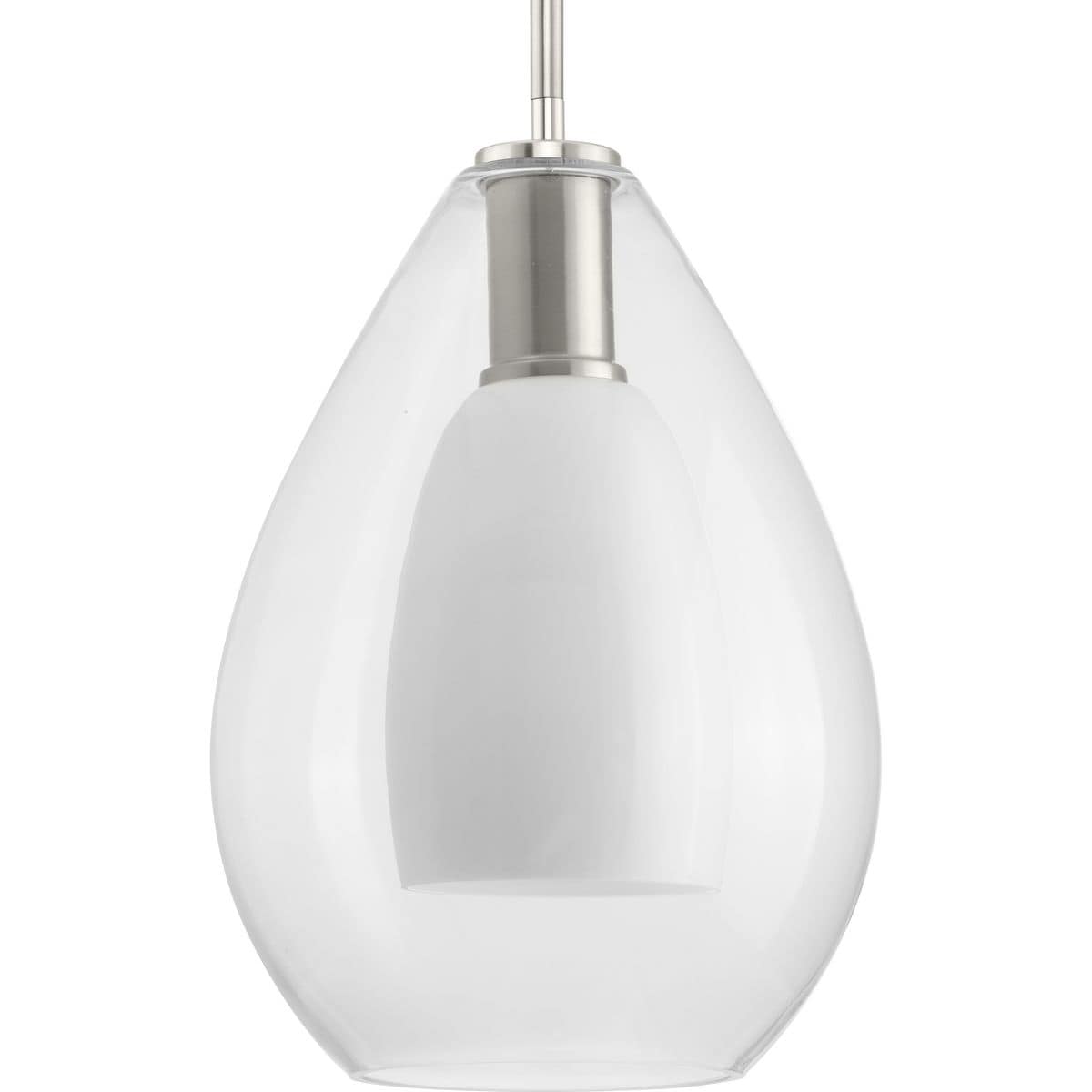 Progress Lighting Carillon Collection One-Light Brushed Nickel Contemporary Pendant - 9.87 in x 9.87 in x 14.25 in
