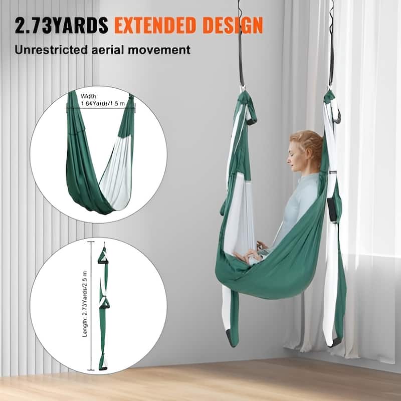Yoga Hammock Swing for Inversion, Aerial Sling Kit with Mount Hooks - 2.73 x 1.64 yards