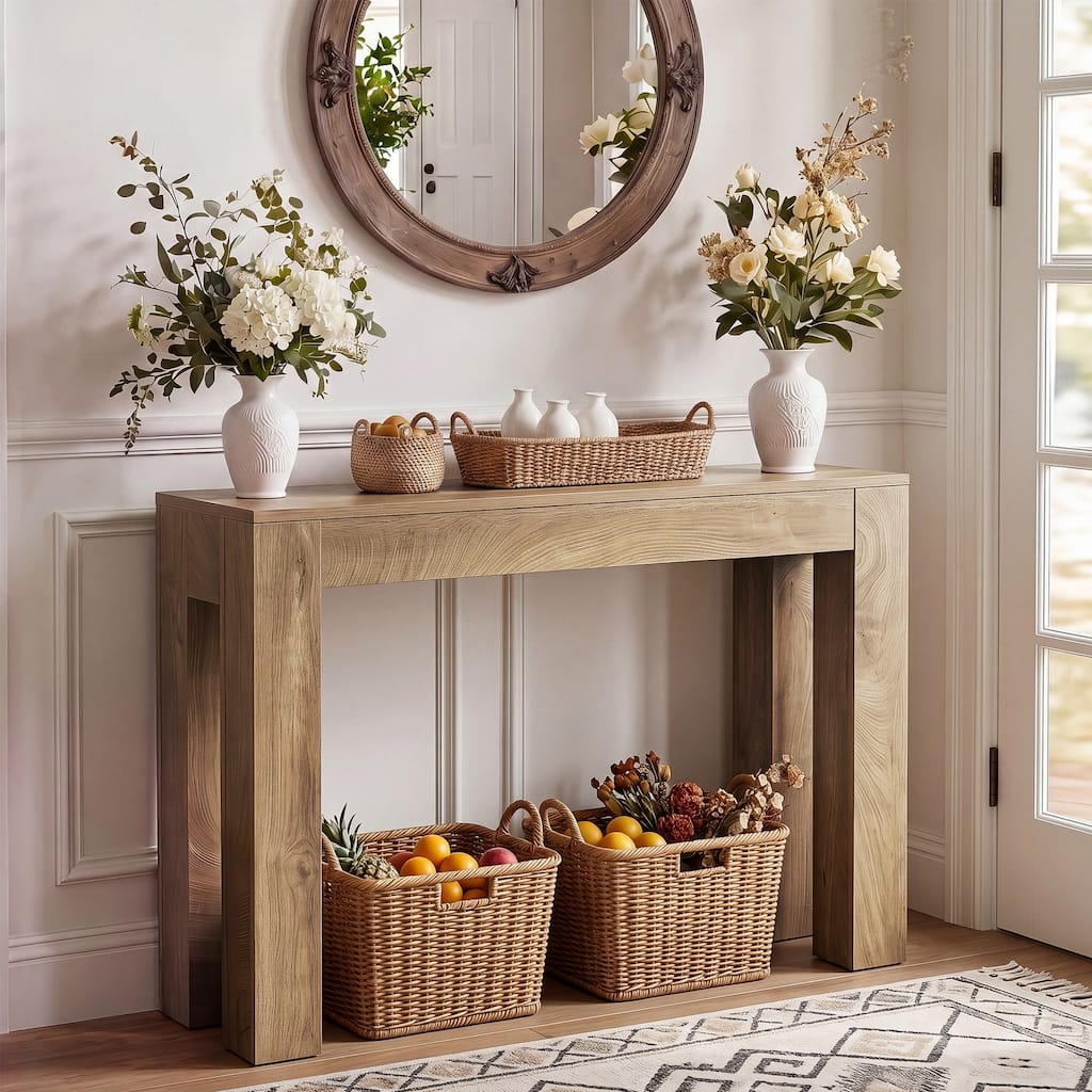 Farmhouse Console Table, 41.3-Inch Wooden Entryway Table