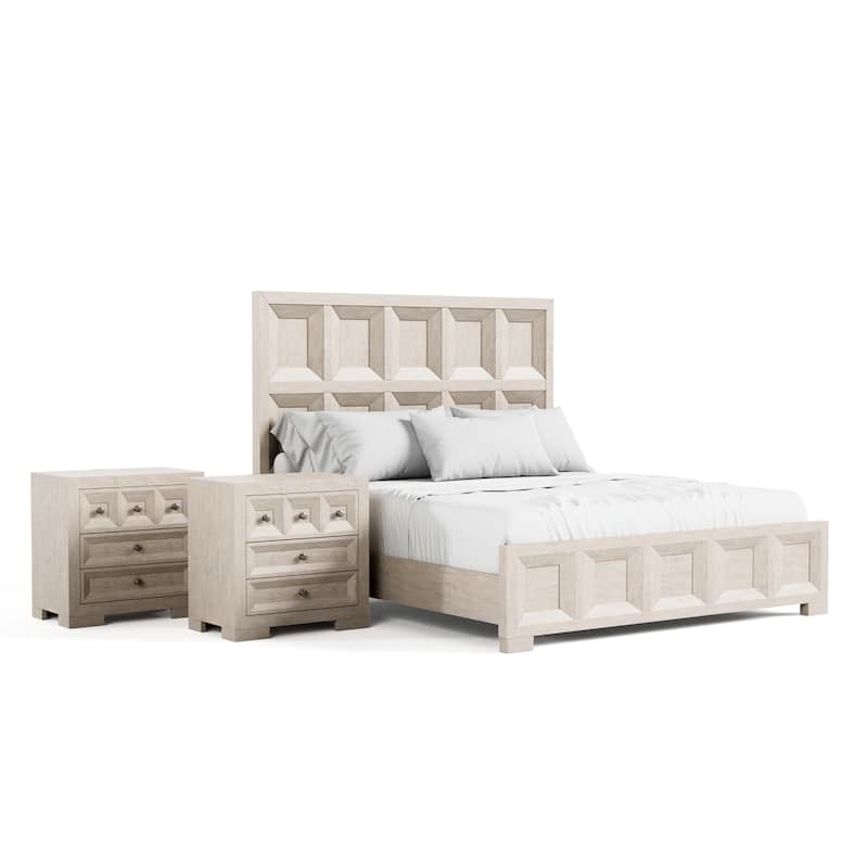 Furniture of America Durem Modern Classic 3-Piece Solid Wood Panel Bedroom Set with 3-Drawer Nightstand