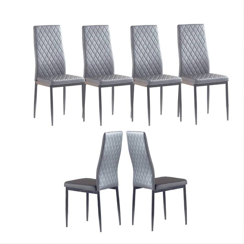 Modern Dining Chairs Set of 6 with PU Leather Seat and Metal Legs Accent Kitchen Side Chairs for Restaurant and Living Room