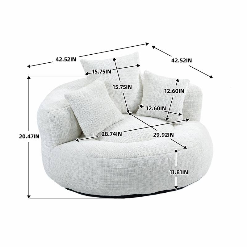Durable Lazy Sofa Comfort Lounger, High Back Bean Bag Couch with 3 Pillows