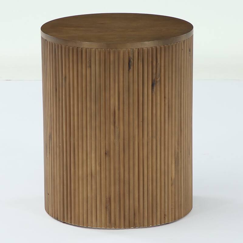 2-Tier Round End Table with Drawer, No Assembly Required, Wooden Beside Table, Circle Nightstand for Bedroom, Living Room