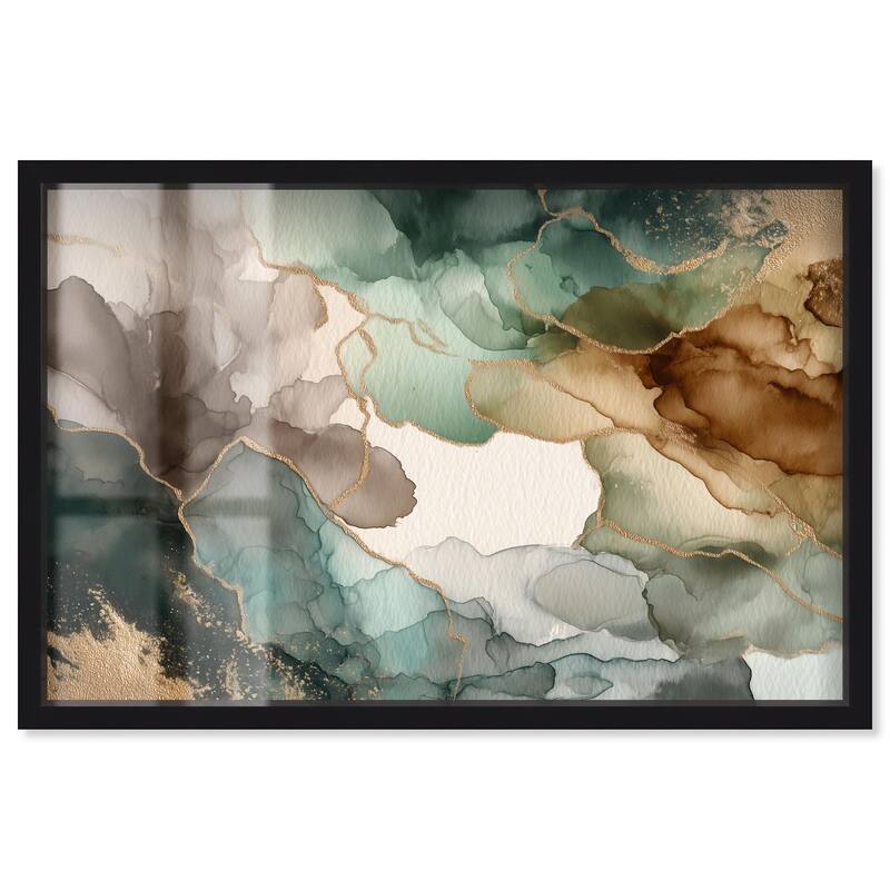 Golden Estuary II Shadowbox by Art Remedy - Black - 30" x 20"