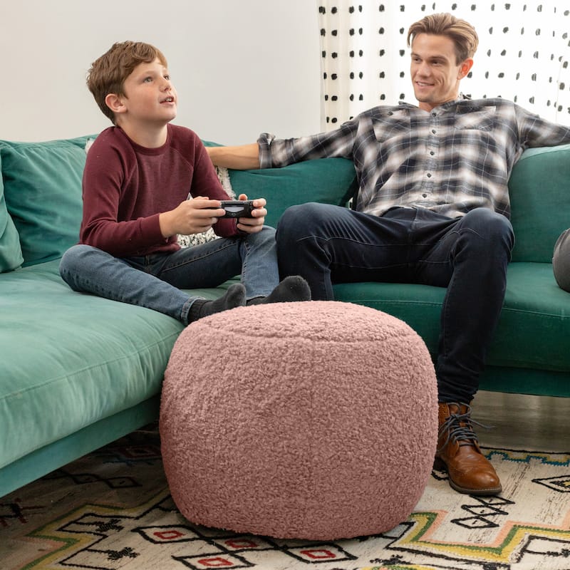Jaxx Ellis Pouf - Modern Shearling Faux-Lamb Plush Fleece Ottoman